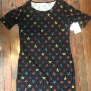 LuLaRoe Black Red Yellow Star Large Julia